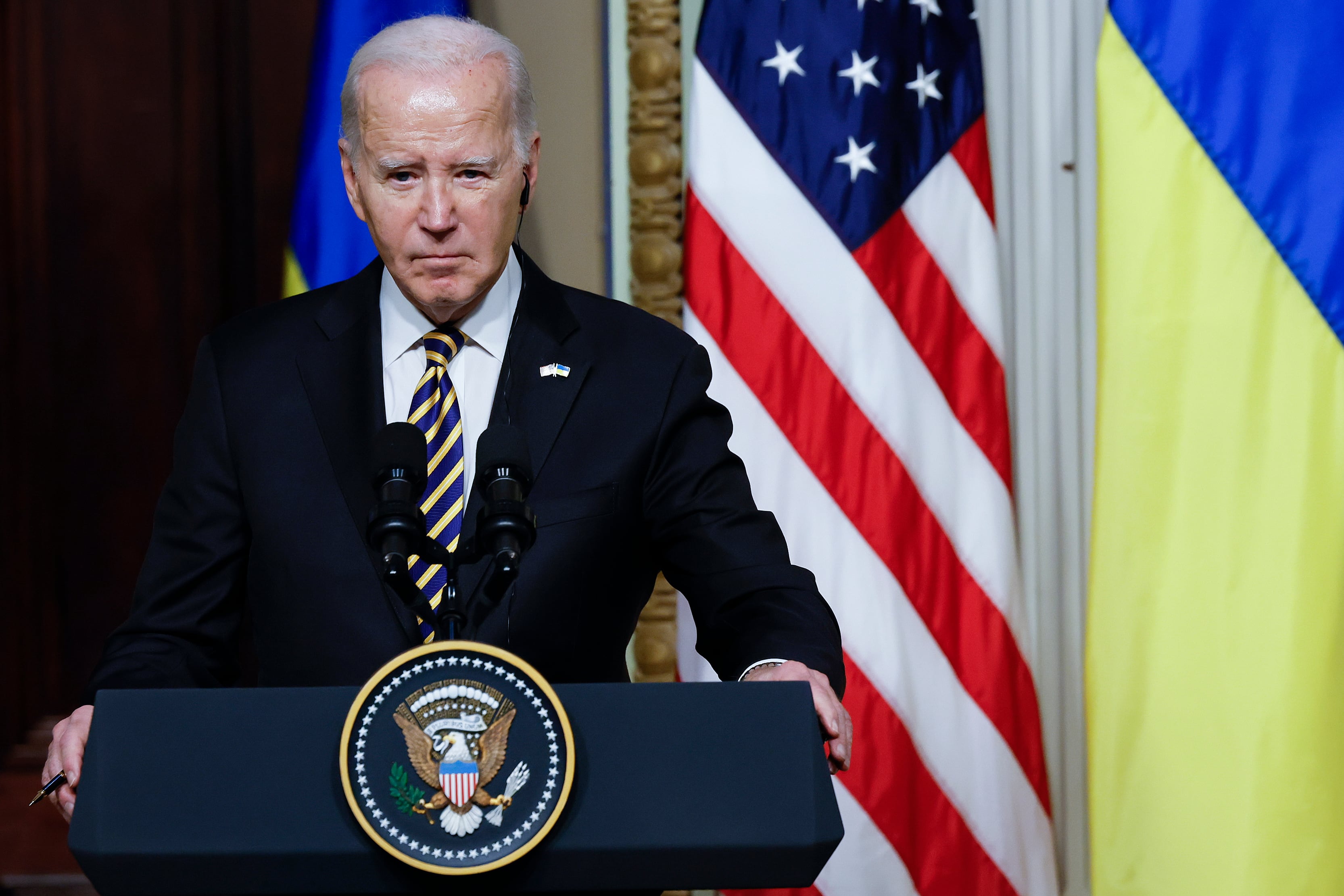 Joe Biden durante una conferencia de prensa sobre Ucrania