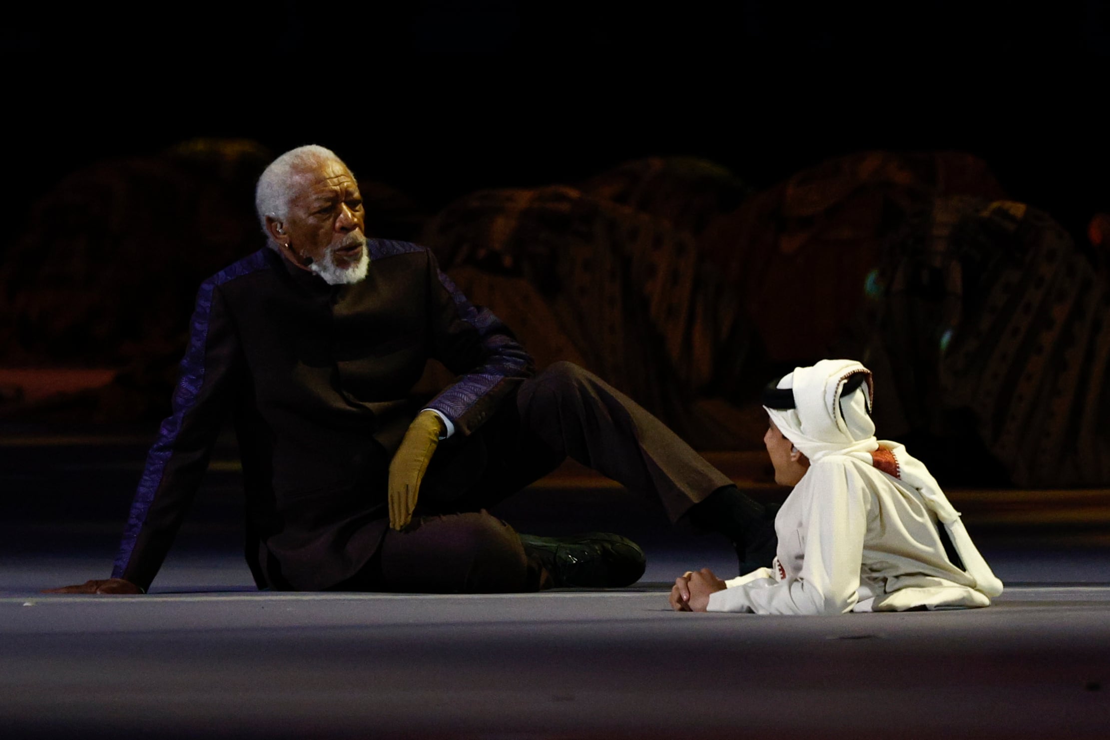 El actor estadounidense Morgan Freeman, en la inauguración del Mundial de Fútbol Qatar 2022