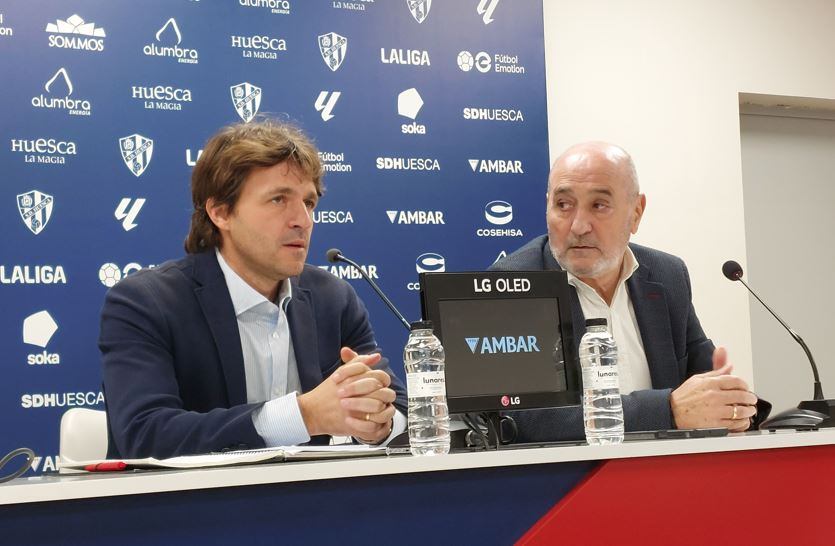 José Luis Ortas y Fernando Callizo, consejero delegado y presidente de la SD Huesca
