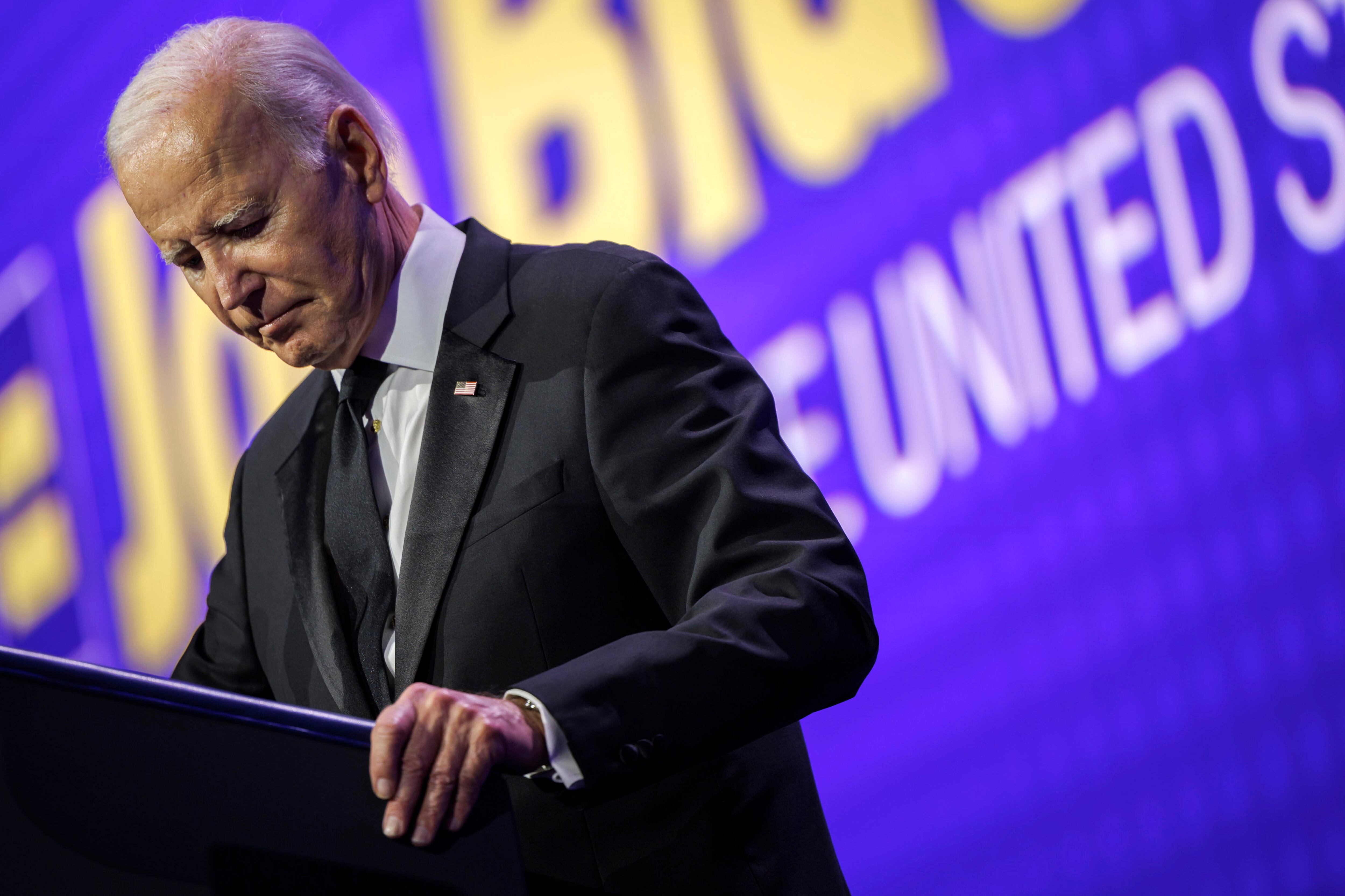 El presidente estadounidense Joe Biden durante la cena nacional de la Campaña de Derechos Humanos en Washington el pasado sábado