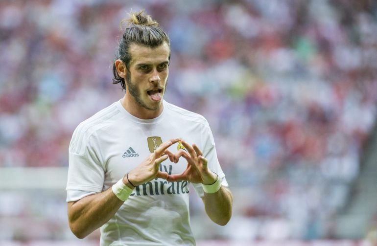 Gareth Bale celebra el tanto anotado ante su antiguo equipo en la Audi Cup.