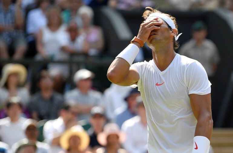 Rafael Nadal en su debut en Wimbeldon
