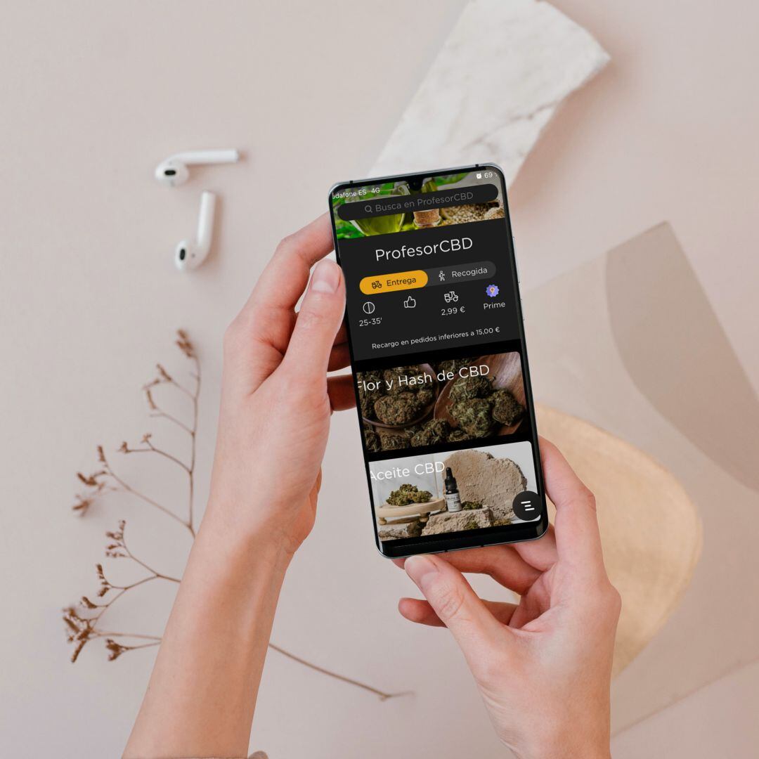 Flor de CBD a domicilio con Glovo