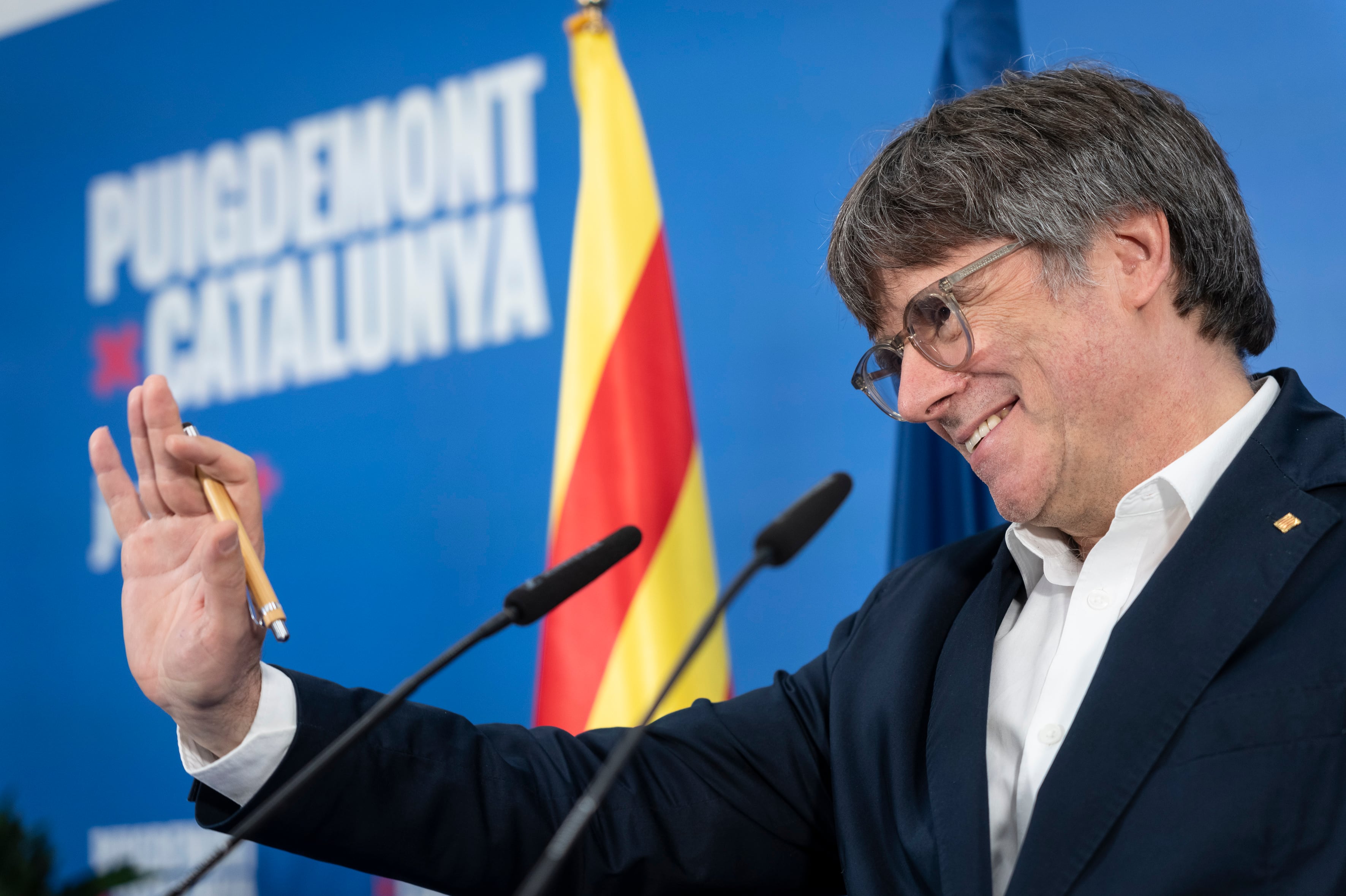 Carles Puigdemont, durante la campaña electoral en Cataluña