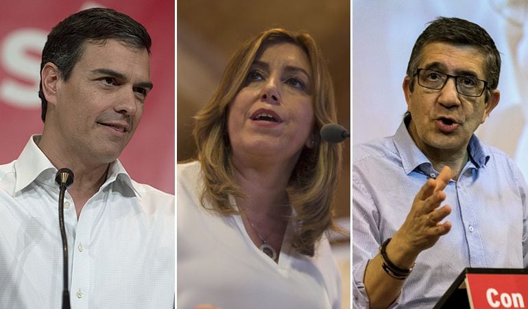 Pedro Sánchez, Susana Díaz y Patxi López, candidatos a las primarias del PSOE