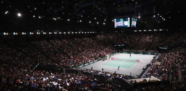 Vista general de la pista durante el partido entre Nadal y Chung Hyeon