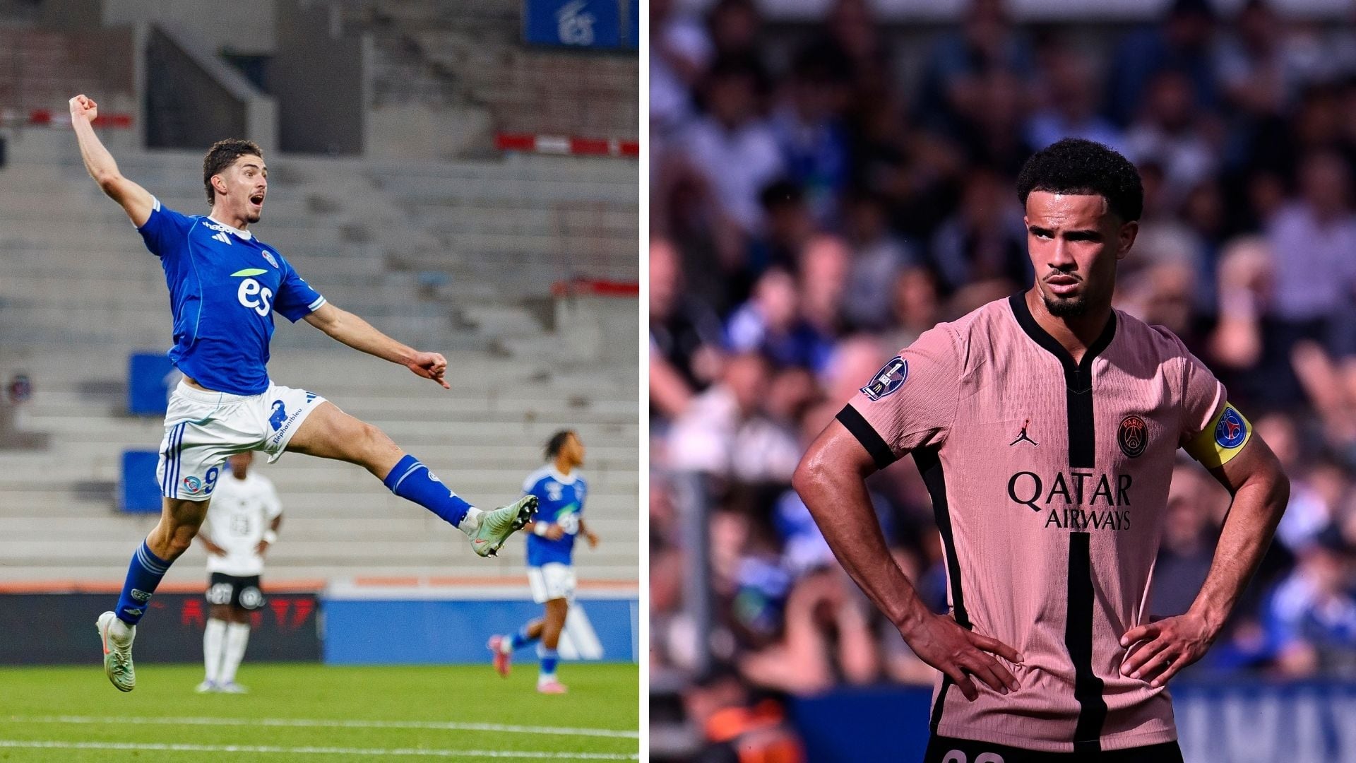 Montaje en el que aparecen Panichelli (Estrasburgo) y Zaïre-Emery (PSG)