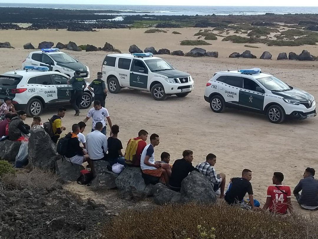 Inmigrantes llegados este jueves a Haría (Lanzarote)