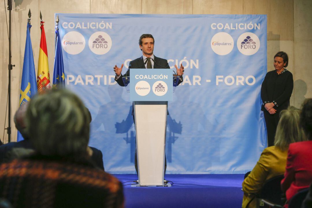 El presidente del PP tras la firma del acuerdo entre el Partido Popular y Foro Asturias para las elecciones generales. 