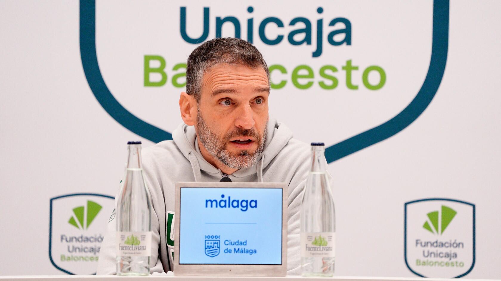 Ibon Navarro, en la sala de prensa del Martín Carpena