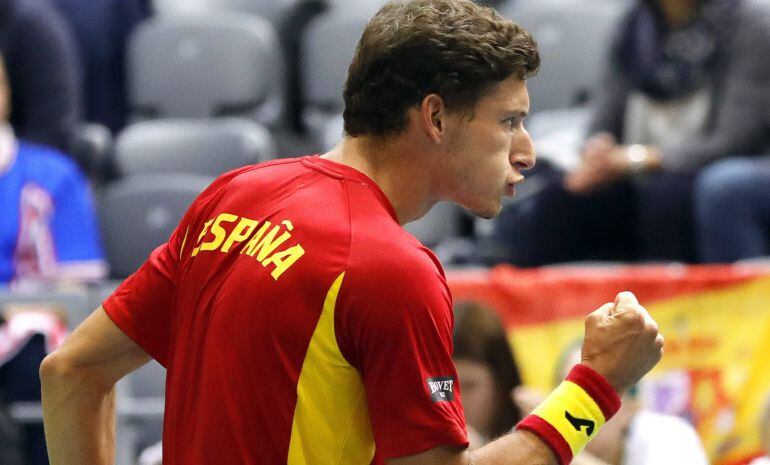 Pablo Carreño celebra un punto ante Mektic