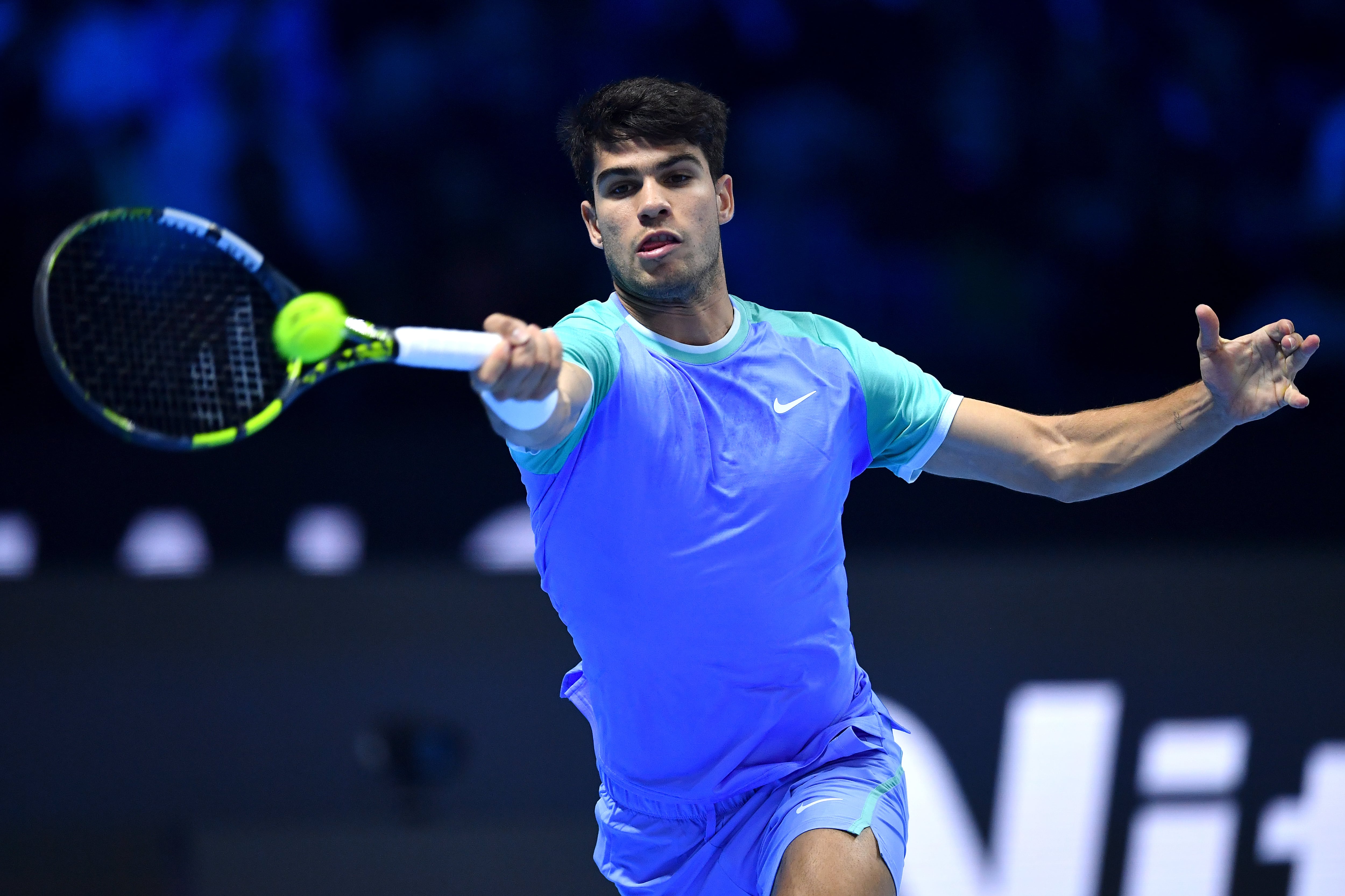 Carlos Alcaraz, durante su partido ante Ruud en las ATP Finals