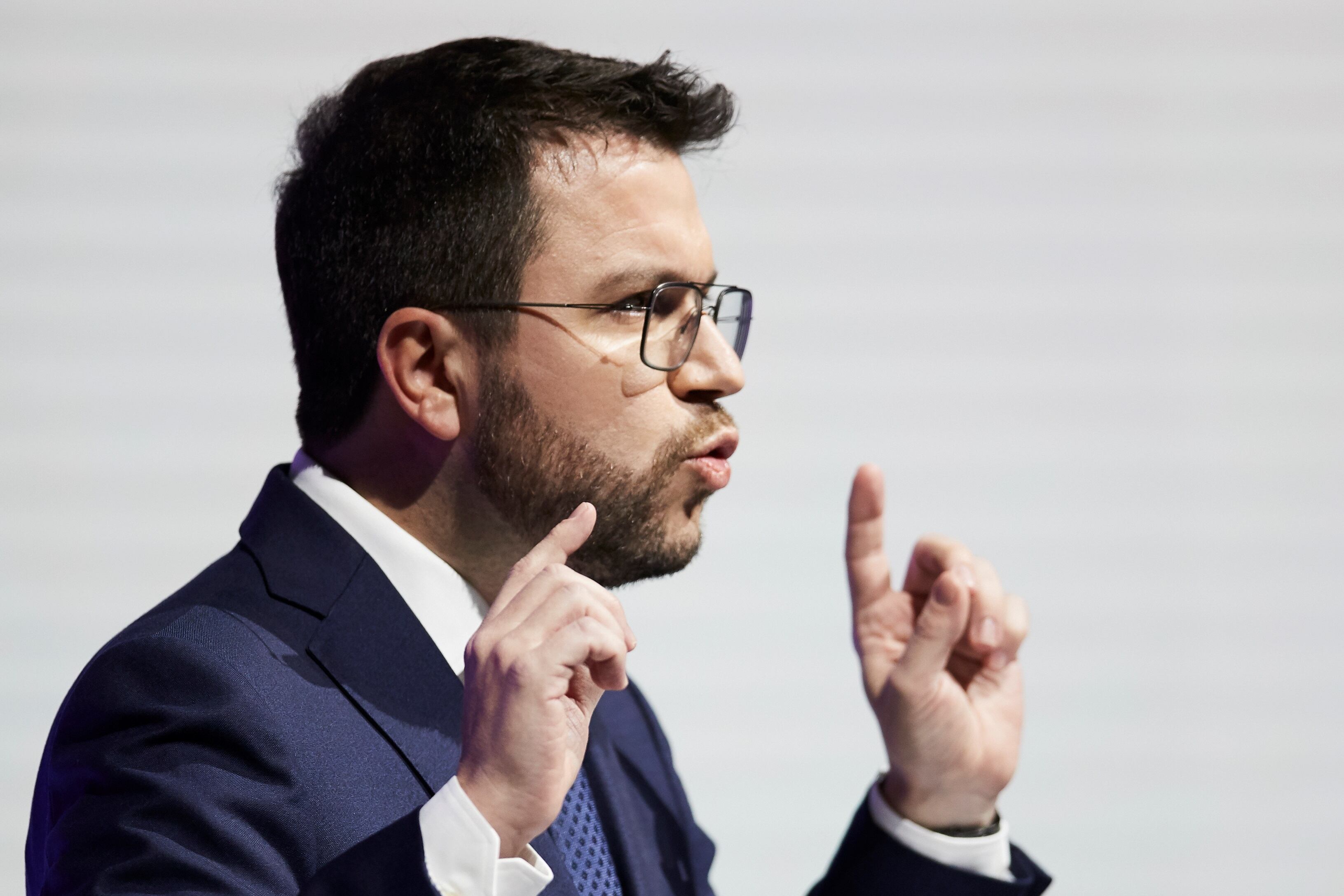 Pere Aragonès, a la seva conferència al MNAC