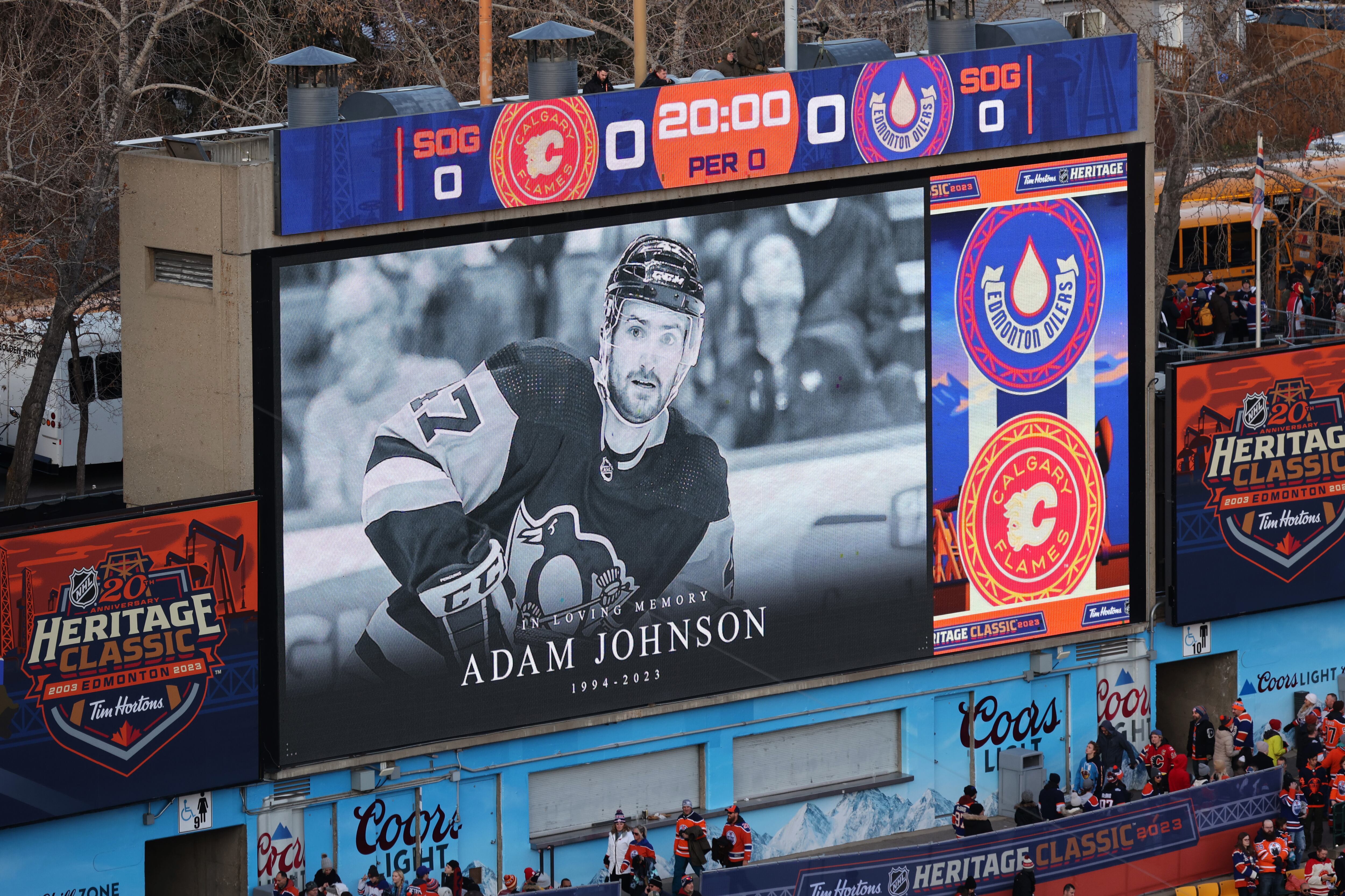 Homenaje a Adam Johnson, fallecido tras un accidente en un partido de hockey