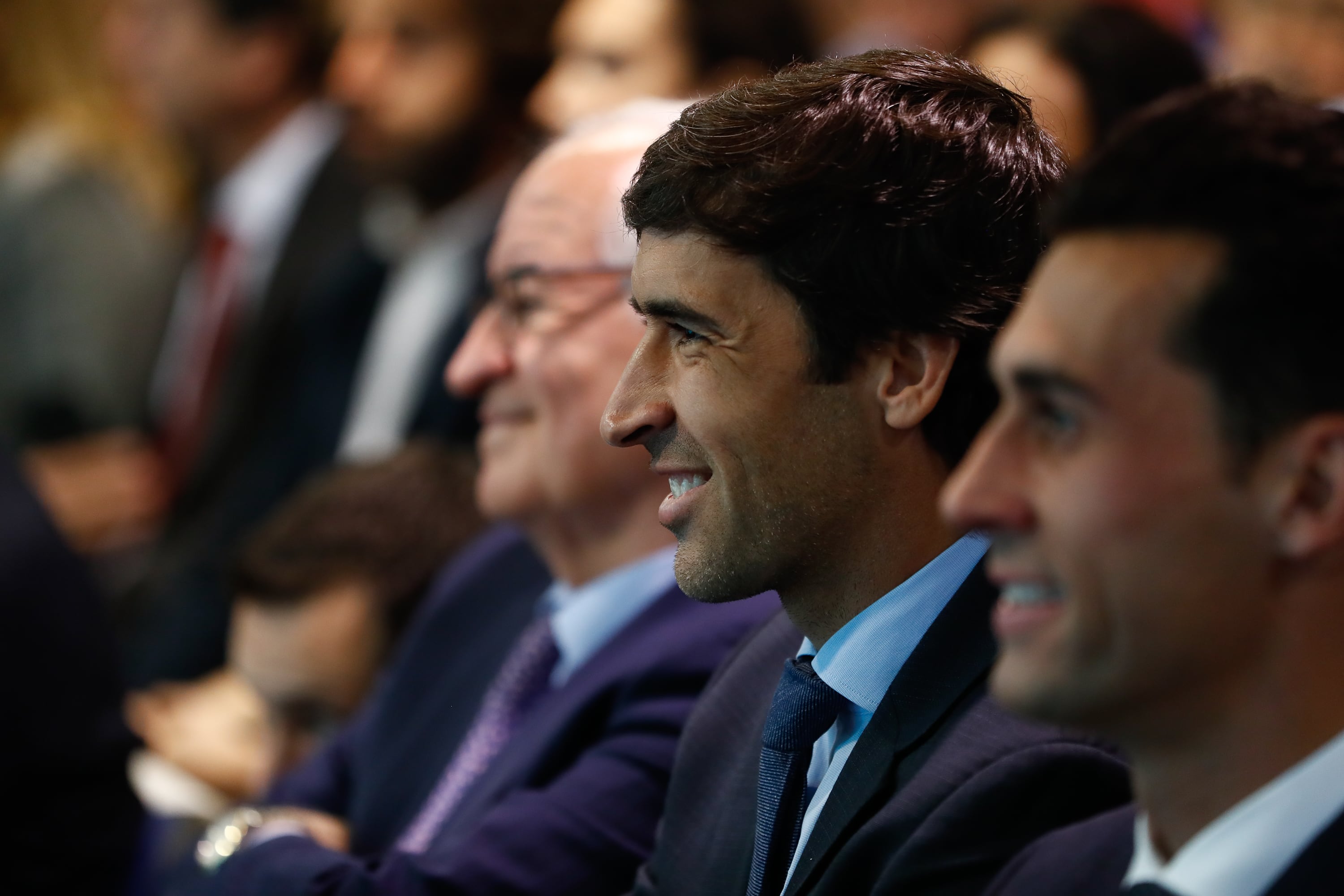 Raúl González y Álvaro Arbeloa, durante la presentación de un corazón Classic Match en el año 2019. (Europa Press News/Europa Press via Getty Images)