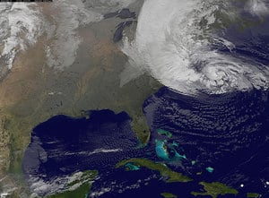 Fotografía del huracán &#039;Sandy&#039; en la costa este de EEUU tomada por un satélite de la NASA