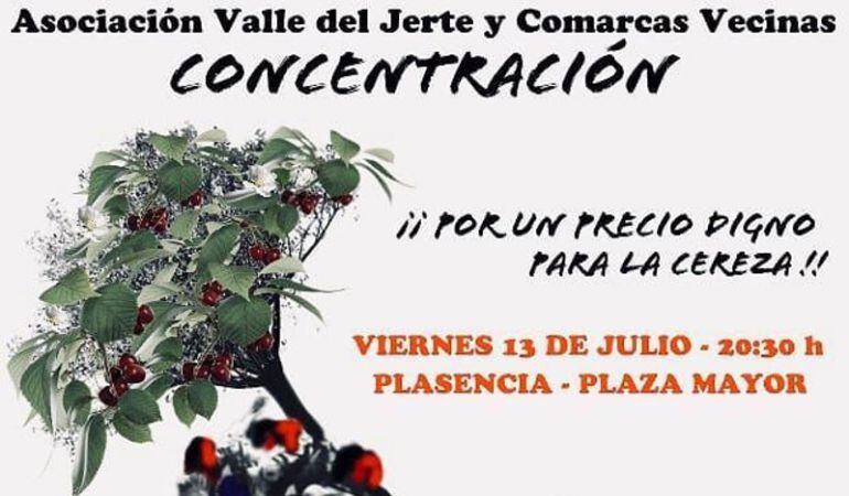 Cartel anunciador de la primera movilización de la Asociación Valle del Jerte y Comarcas Vecinas 