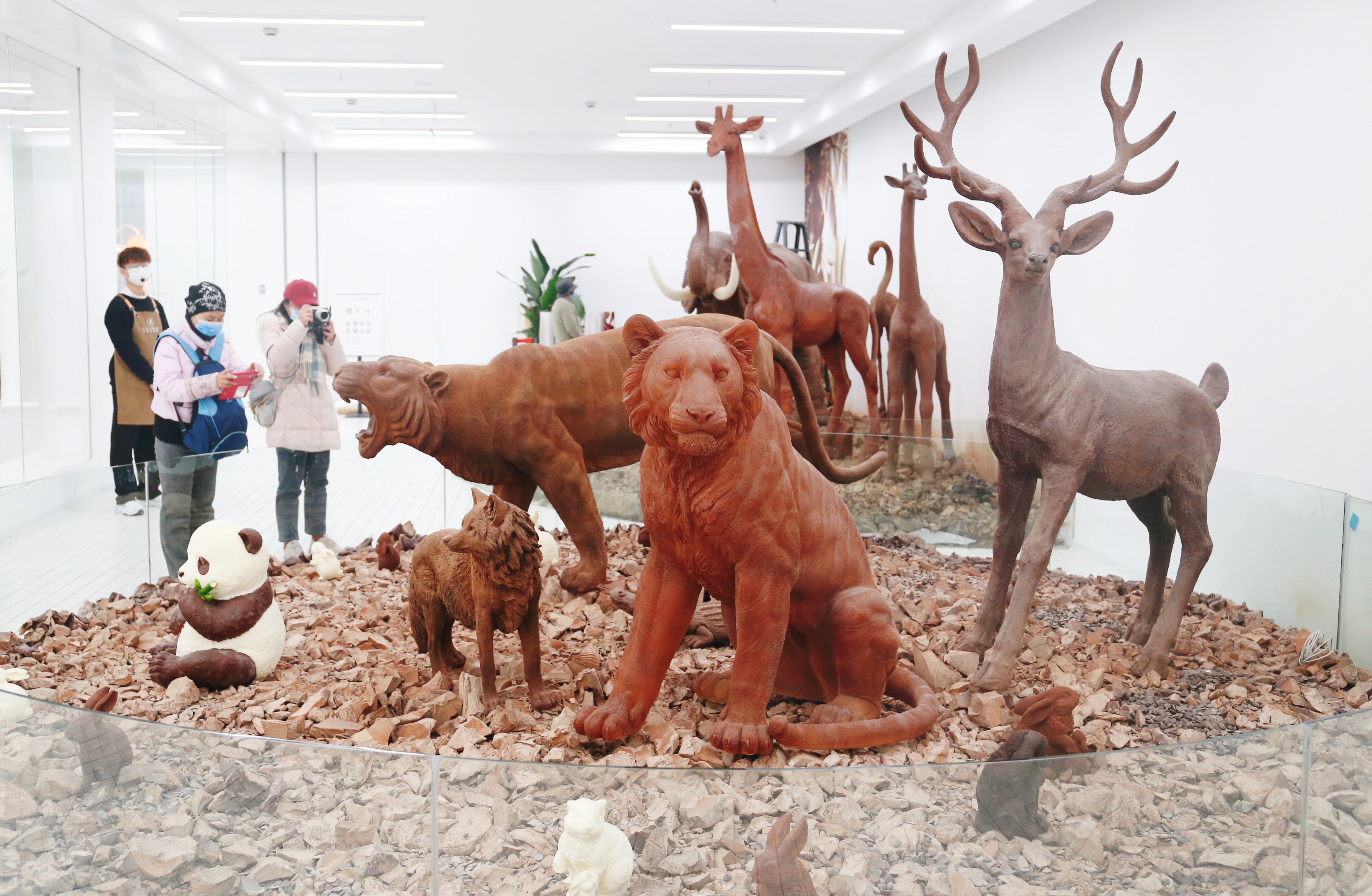 Esculturas de animales en el Museo del Chocolate de Shanghai (China).