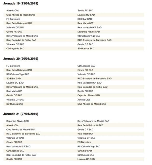 Calendario completo de LaLiga