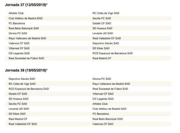 Calendario completo de LaLiga