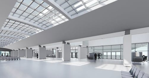 Recreación del interior de las nuevas estaciones del ferrocarril en Santander.