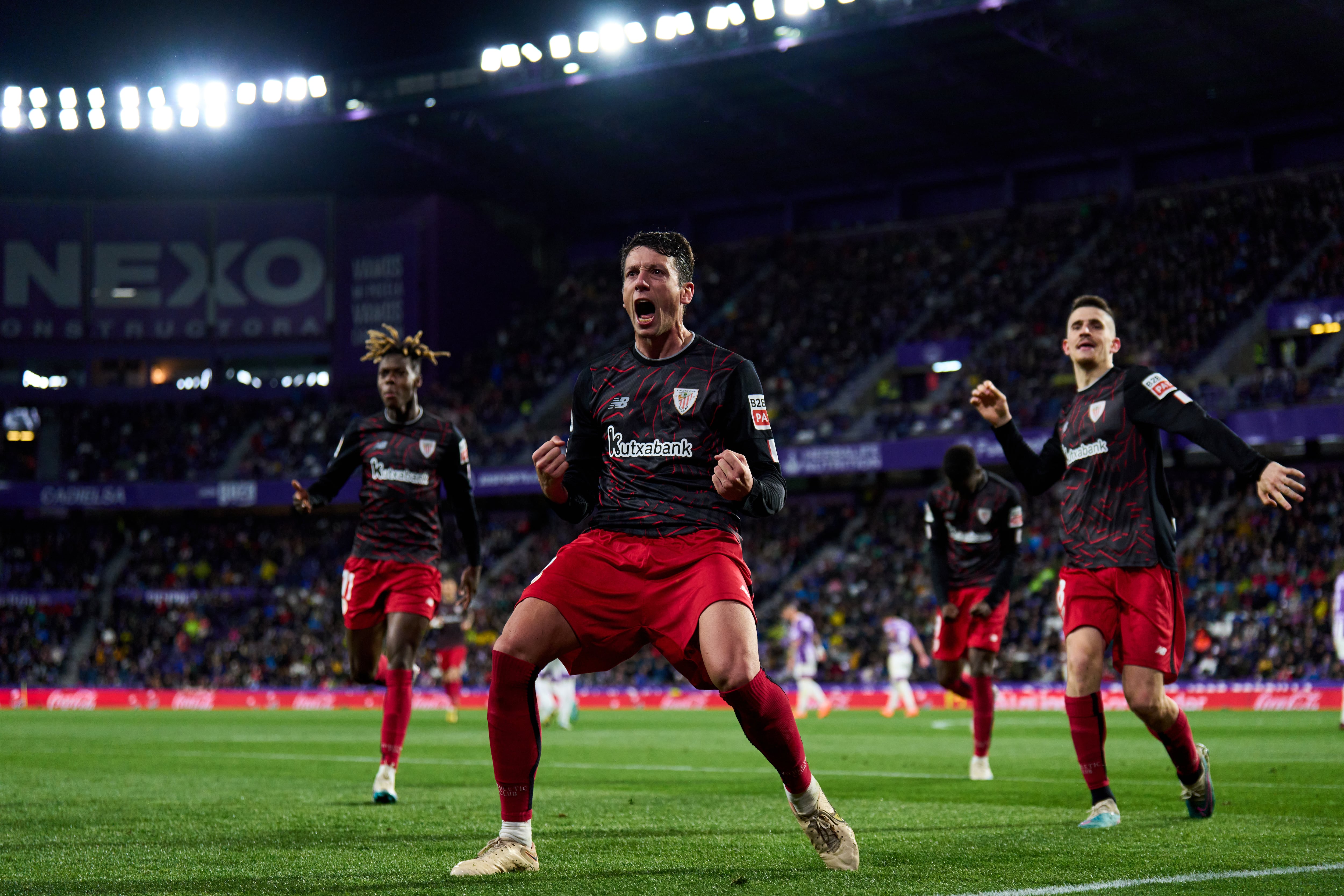 Vesga celebra el gol marcado al Valladolid de penalti