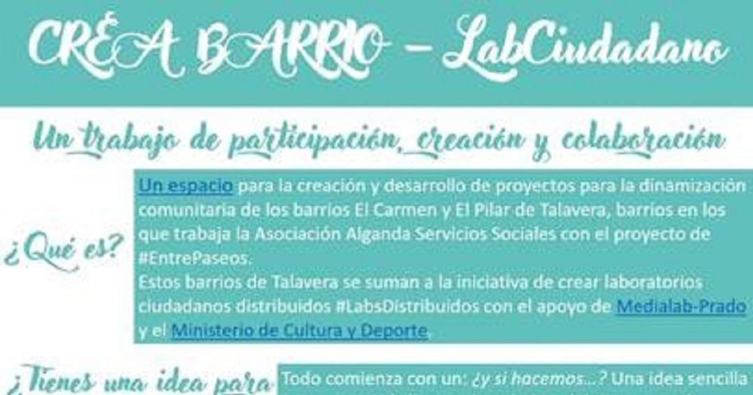 Cartel de "Crea Barrio"
