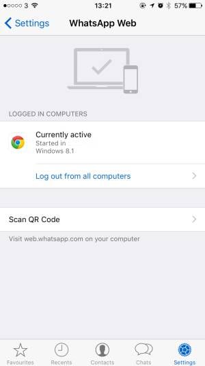 &#039;WhatsApp Web&#039; en iPhone