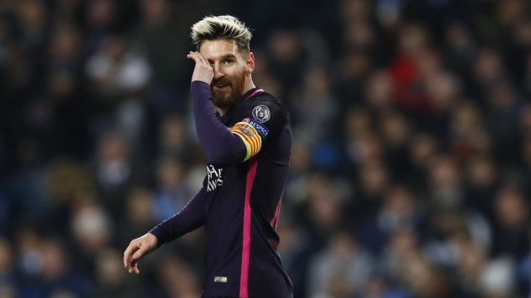 Messi durante el partido ante el City 