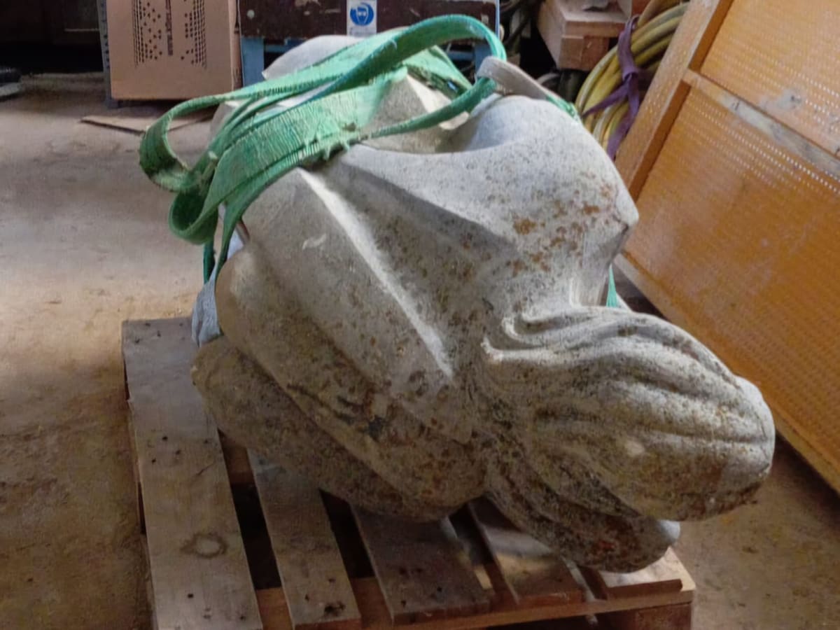 La escultura "Liberpaz" de la Plaza de la Constitución de Calahorra, arrancada por las obras