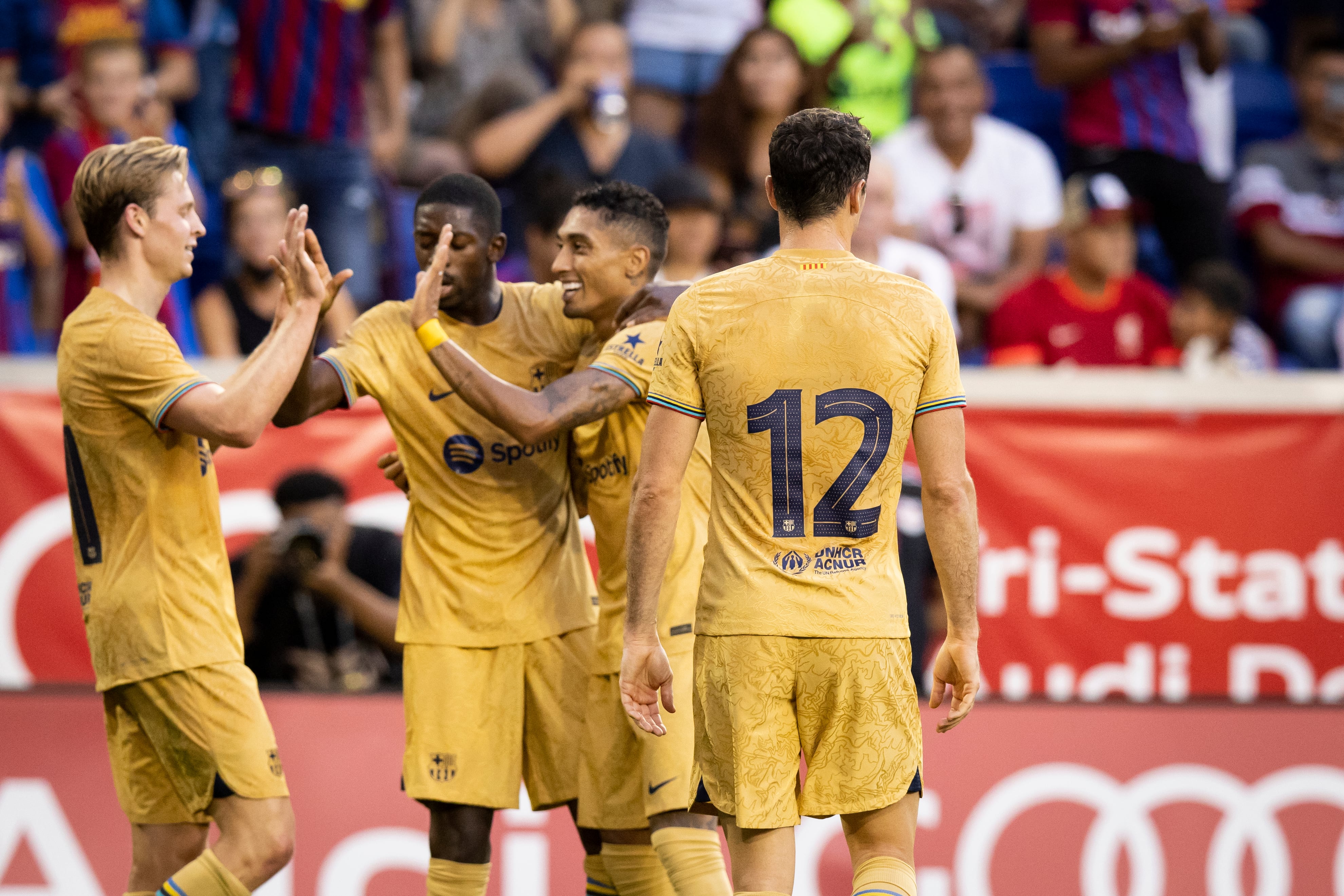 El Barça celebra un gol