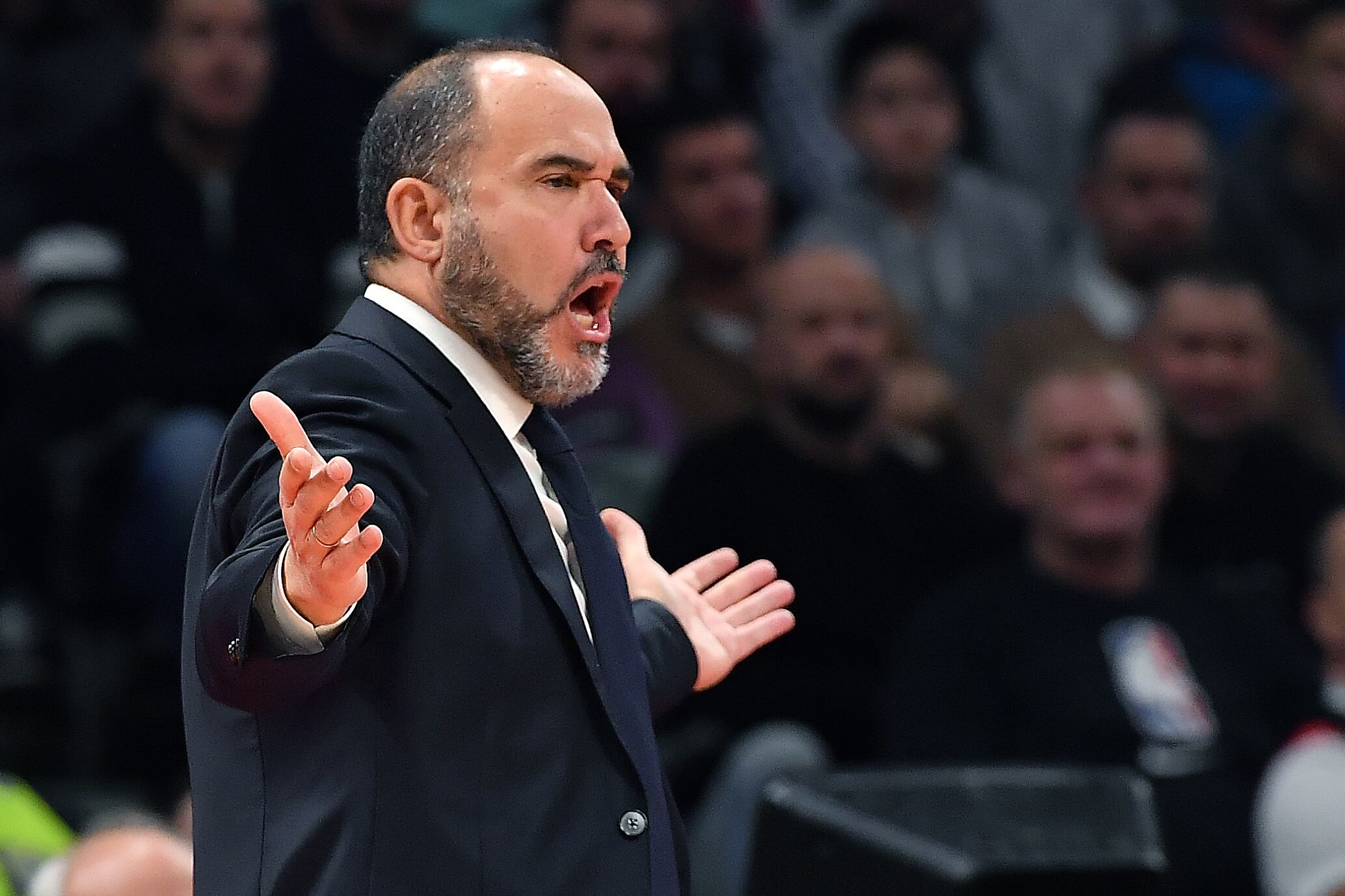 Chus Mateo, durante un partido del Real Madrid de baloncesto