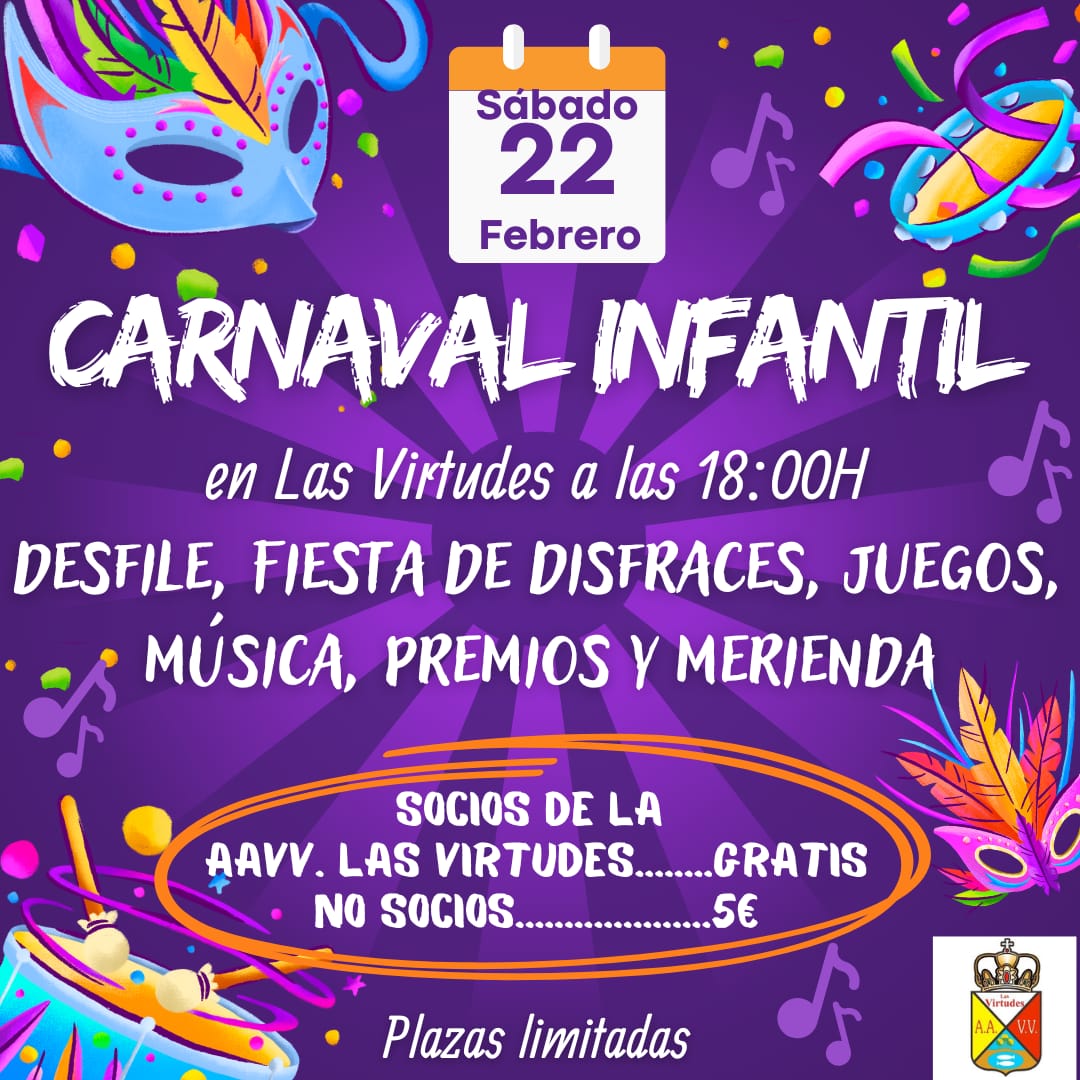 Cartel del carnaval infantil en Las Virtudes