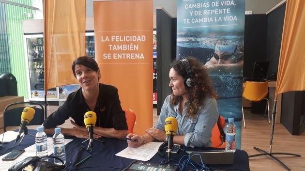 Ruth Beitia durante un momento de la entrevista con María Gutiérrez.