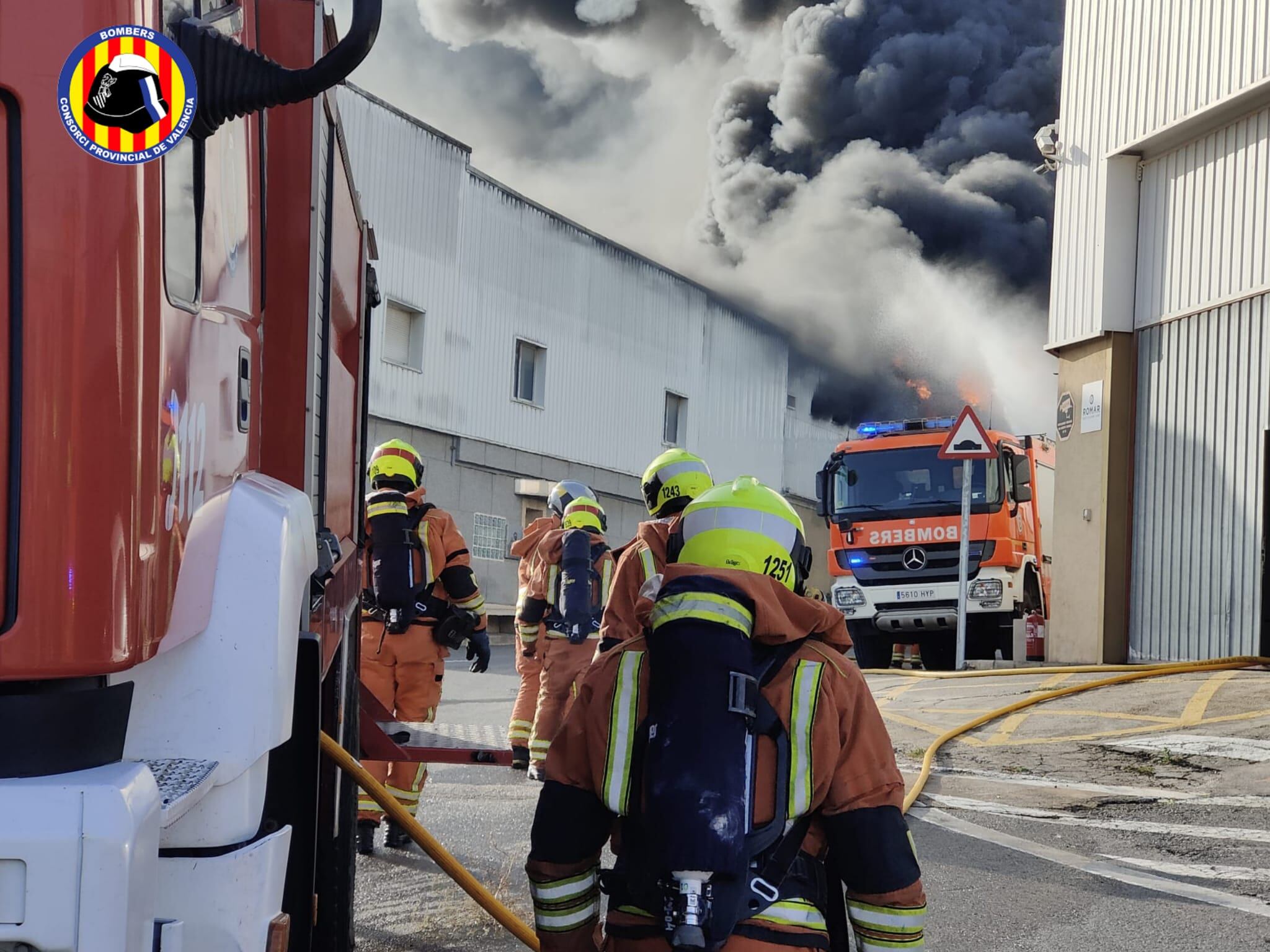 Incendio en nave industrial en Náquera/ Consorcio de Bomberos Provincial