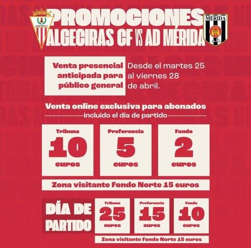 Promoción de localidades para el Algeciras-Mérida