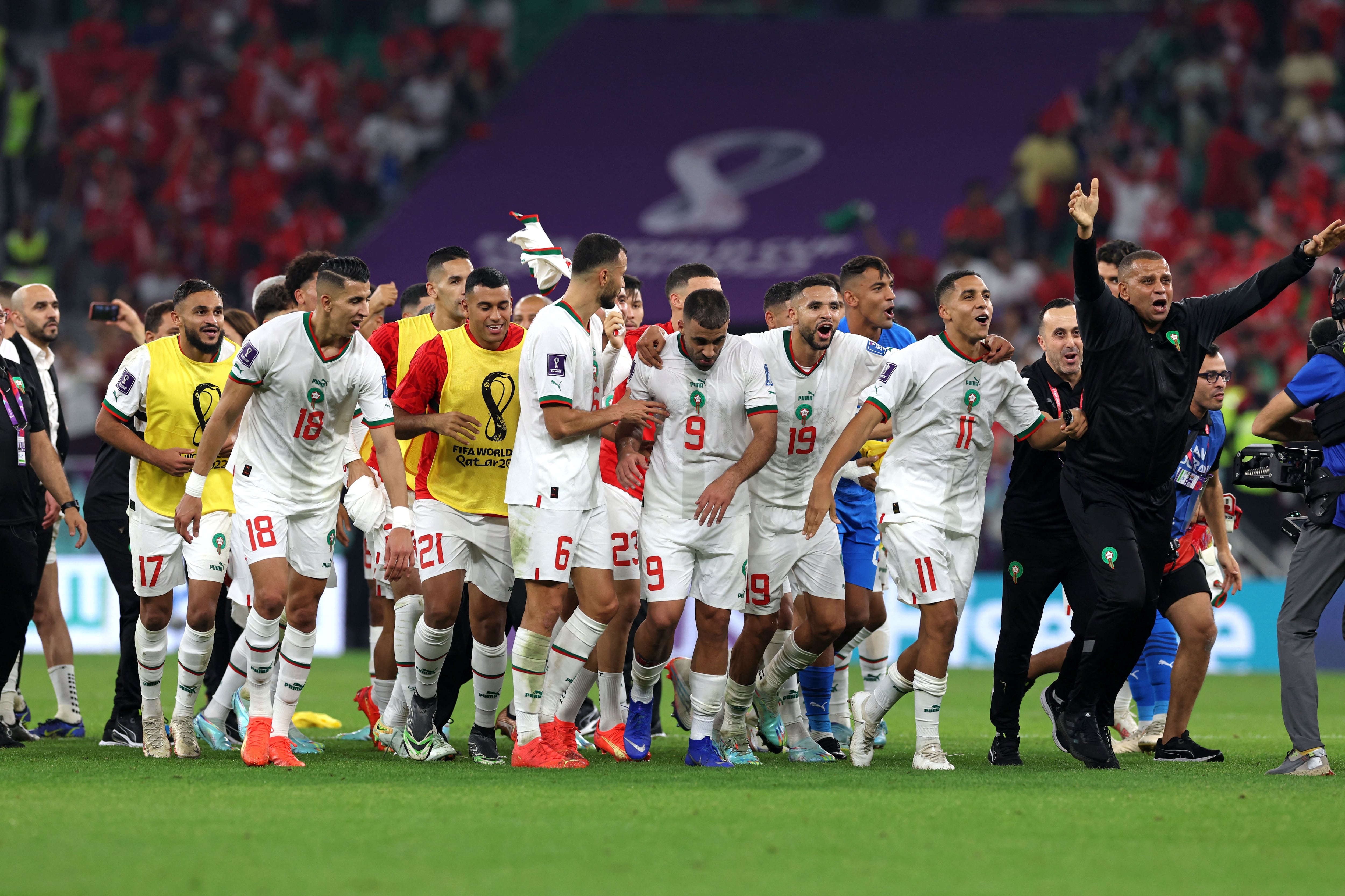 La plantilla de Marruecos celebra la victoria