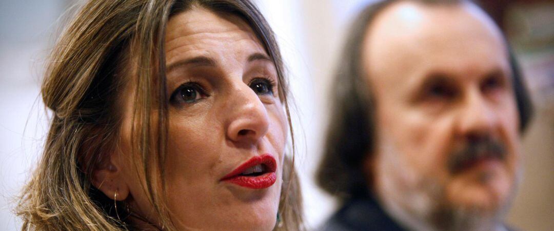 La diputada de En Marea, Yolanda Díaz, en compañía del diputado Miguel Anxo Fernán Vello