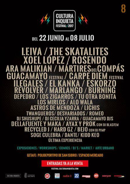 Cartel Festival Cultura Inquieta 2017.