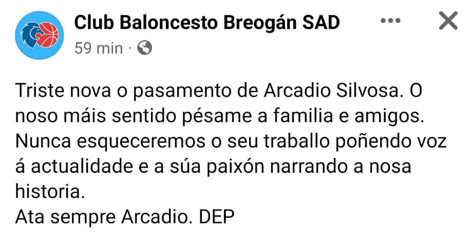 El Río Breogán recuerda la figura de Arcadio Silvosa en el día de su fallecimiento. A través de su página de Facebook