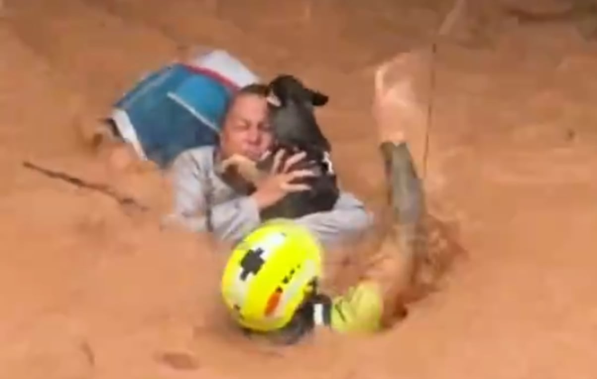 El heroico rescate de un bombero a una mujer y sus mascotas en medio de las inundaciones por la DANA en Valencia