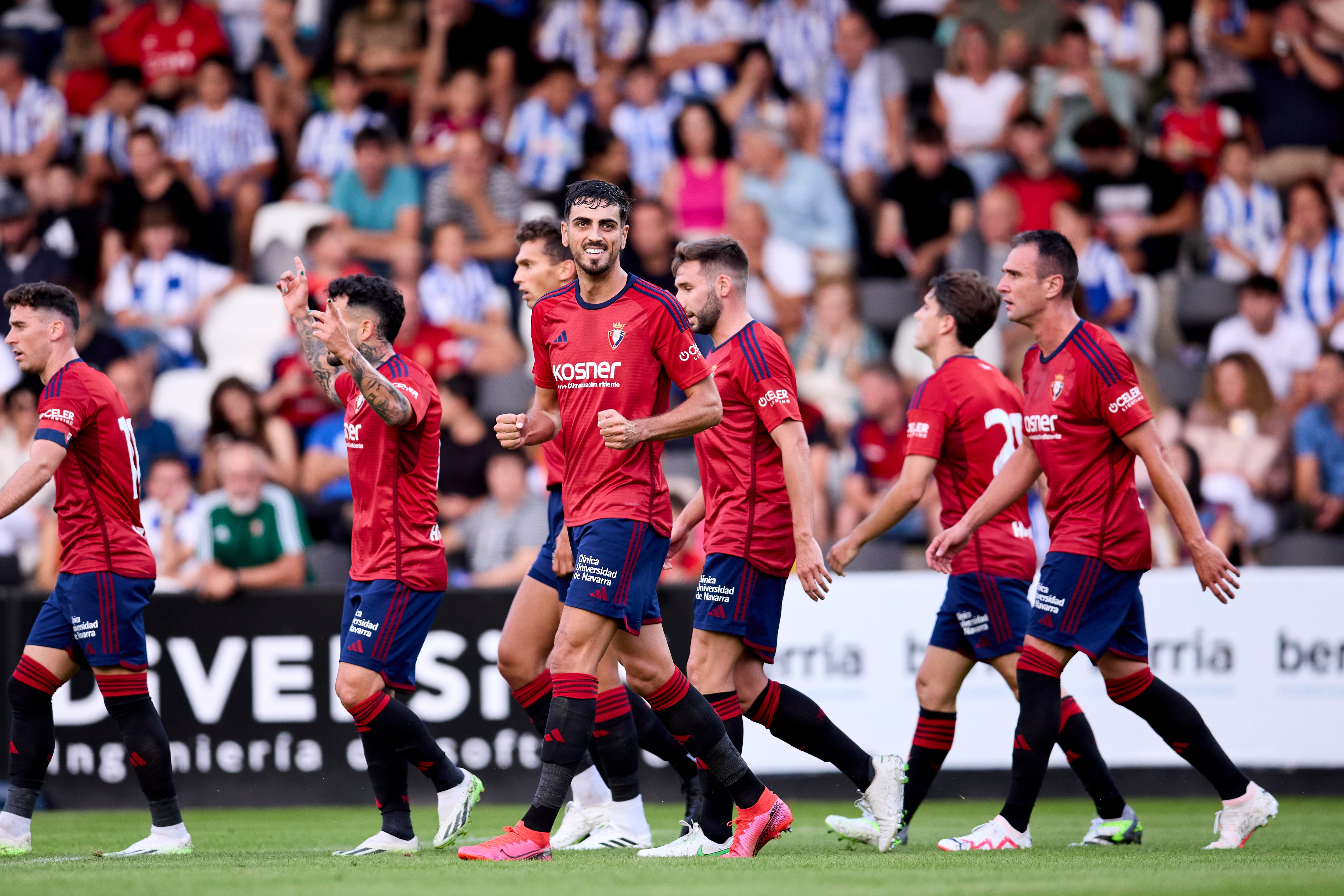 IRUN, SPAIN - JULY 21: Alejandro Catena of CA Osasuna celebrates after scoring his team&#039;s first goal during the pre-season friendly match between Real Sociedad and CA Osasuna at Stadium Gal on July 21, 2023 in Irun, Spain. (Photo by Quality Sport Images/Getty Images)