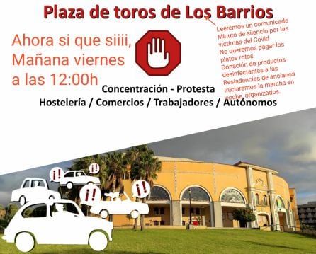 Cartel anunciador de la concentración convocada por los hosteleros en el municipio de Los Barrios