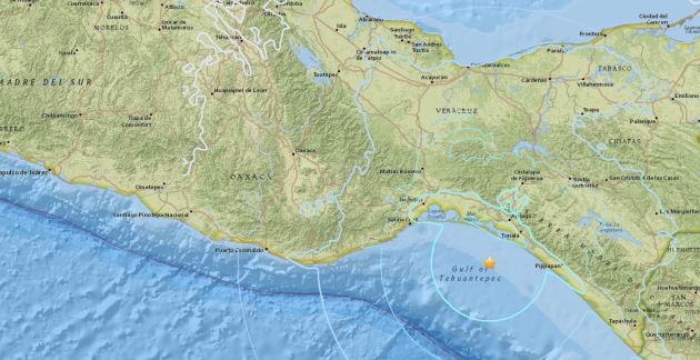 El epicentro del nuevo terremoto se ha registrado a 123 kilómetros al sureste de Salina Cruz, en el estado de Oaxaca