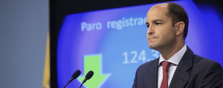 El secretario de Estado de Empleo, Juan Pablo Riesgo, durante la presentación de los datos de paro registrado en el Servicio Público de Empleo Estatal (SEPE).