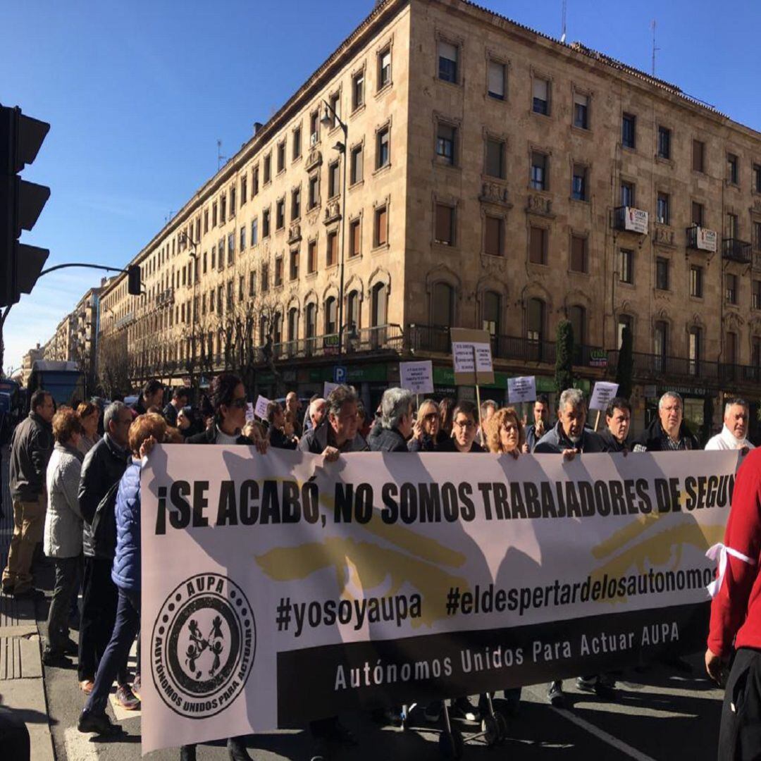 Momento de la movilización de AUPA en Salamanca