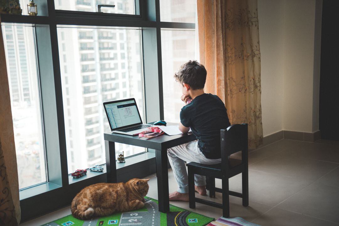 Un alumno estudiando en un ordenador, en una imagen de archivo