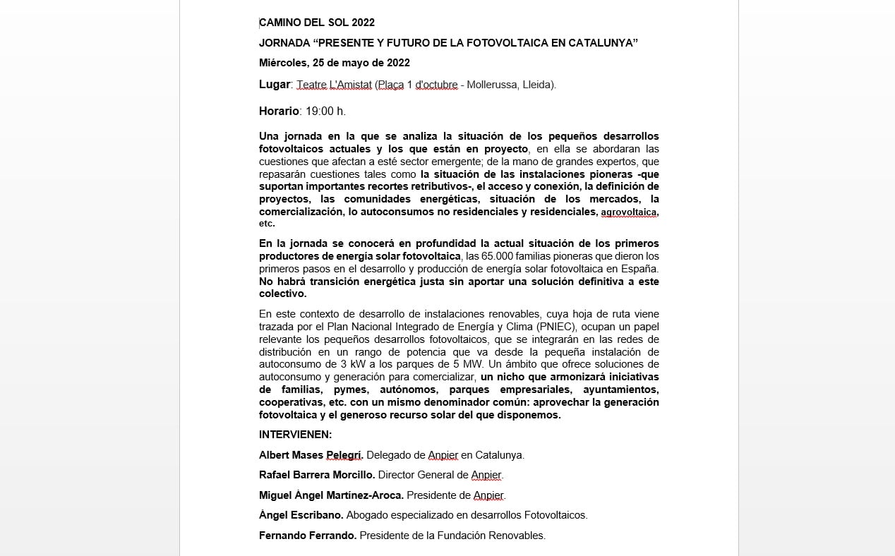 Programa Jornada Mollerussa, 25 de maig