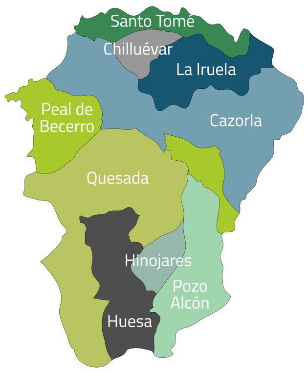 Mapa de la comarca Sierra de Cazorla