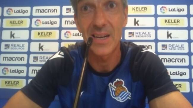 Imanol durante su primera rueda de prensa en Zubieta de la temporada